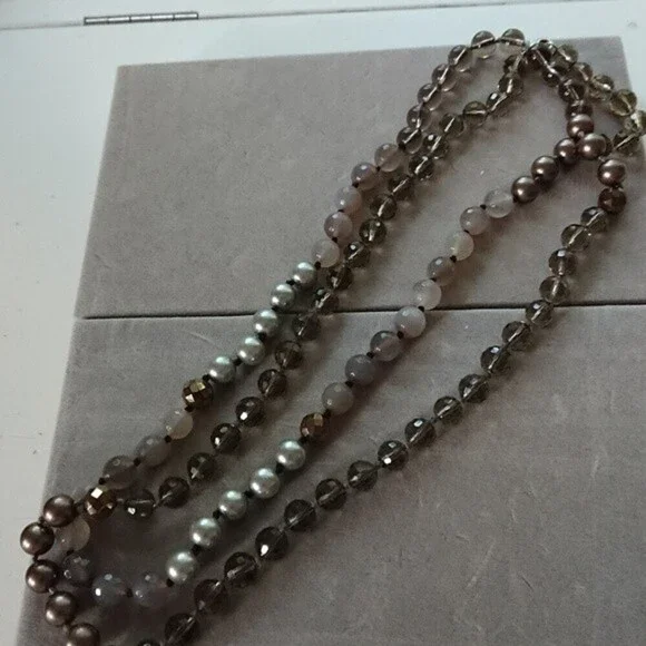 Stella & Dot glass, faux pearls Necklace